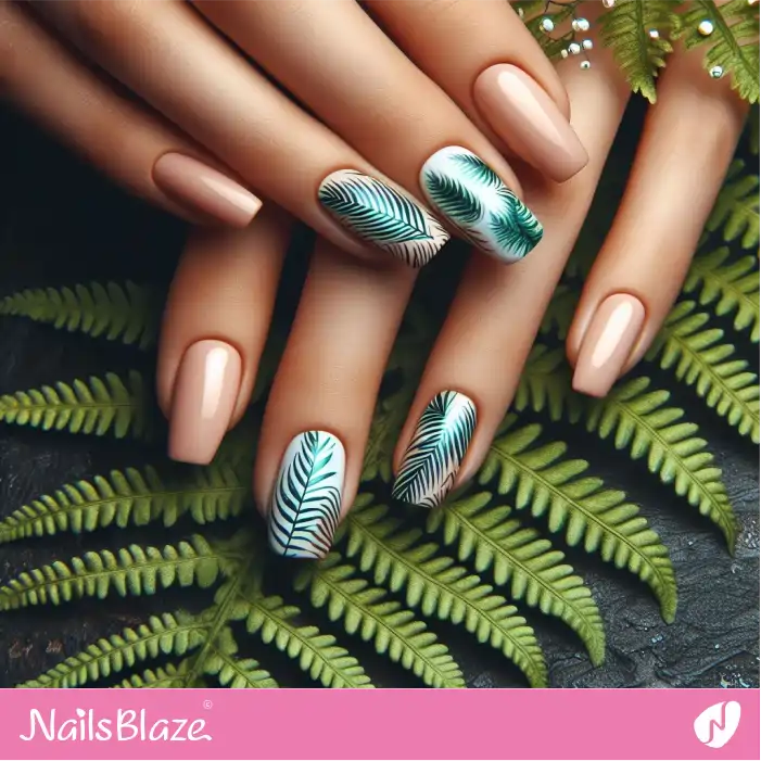 Simple Fern Nail Design | Nature-inspired Nails - NB1563